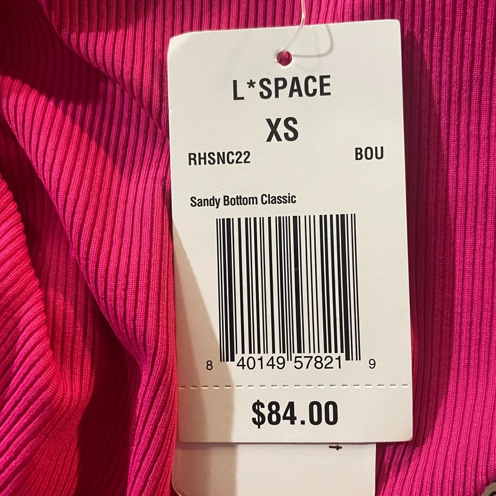 L*Space Sandy Ribbed Bikini Bottom Classic Bougainvillea X-Small‎ NWT